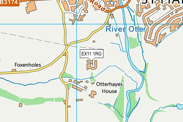 Ottery St Mary Cricket Club map (EX11 1RG) - OS VectorMap District (Ordnance Survey)