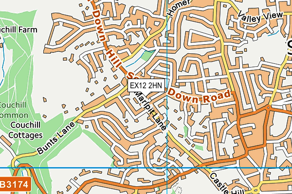 EX12 2HN map - OS VectorMap District (Ordnance Survey)