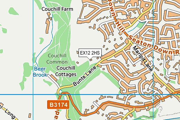 EX12 2HS map - OS VectorMap District (Ordnance Survey)