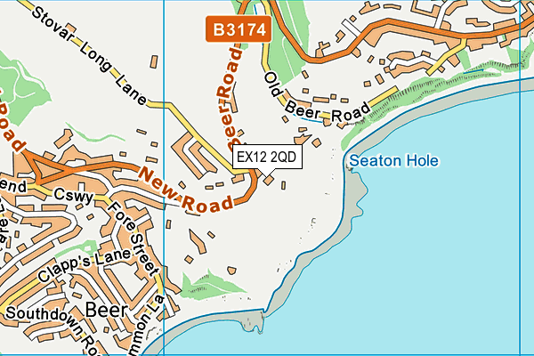 EX12 2QD map - OS VectorMap District (Ordnance Survey)