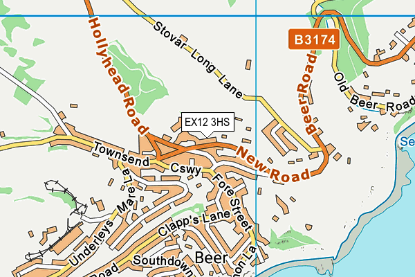 EX12 3HS map - OS VectorMap District (Ordnance Survey)