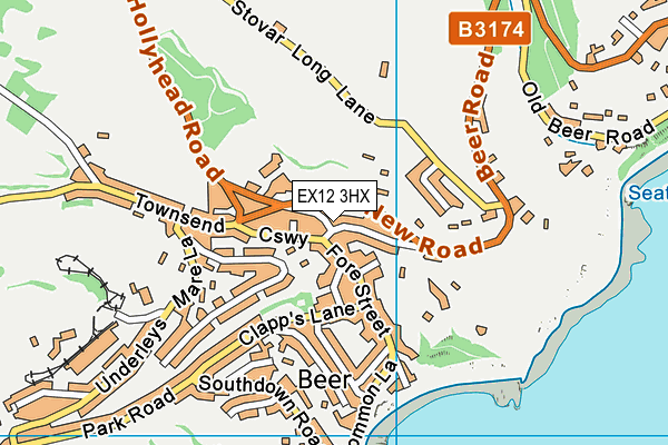 EX12 3HX map - OS VectorMap District (Ordnance Survey)
