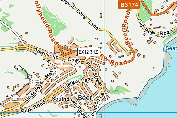 EX12 3HZ map - OS VectorMap District (Ordnance Survey)