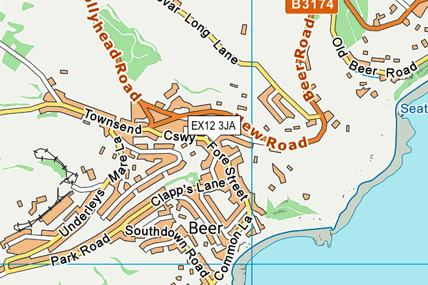 EX12 3JA map - OS VectorMap District (Ordnance Survey)