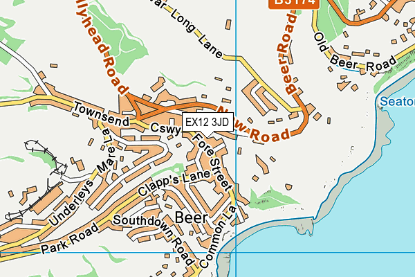 EX12 3JD map - OS VectorMap District (Ordnance Survey)