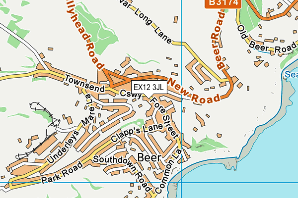 EX12 3JL map - OS VectorMap District (Ordnance Survey)
