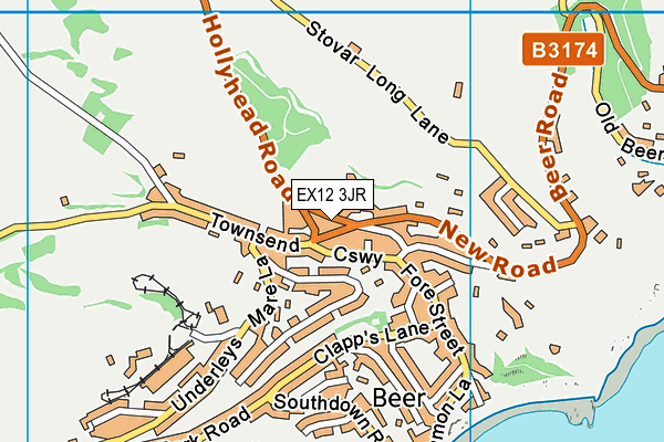 EX12 3JR map - OS VectorMap District (Ordnance Survey)