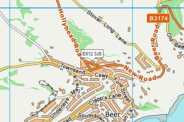 EX12 3JS map - OS VectorMap District (Ordnance Survey)
