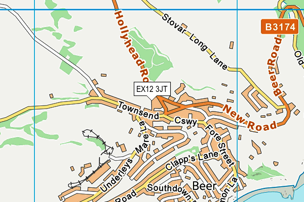 EX12 3JT map - OS VectorMap District (Ordnance Survey)