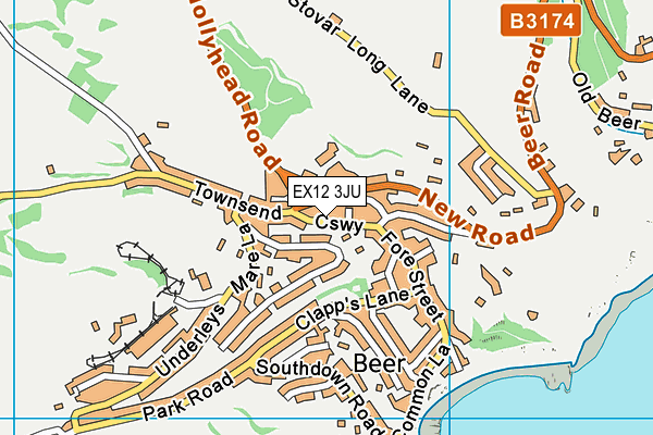 EX12 3JU map - OS VectorMap District (Ordnance Survey)