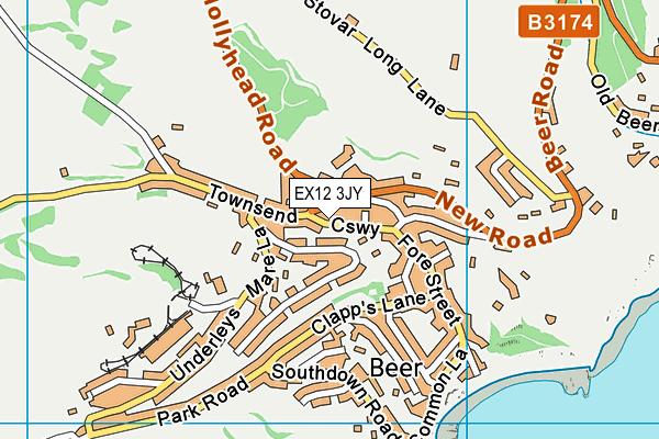 EX12 3JY map - OS VectorMap District (Ordnance Survey)