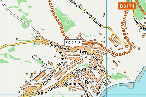 EX12 3JZ map - OS VectorMap District (Ordnance Survey)