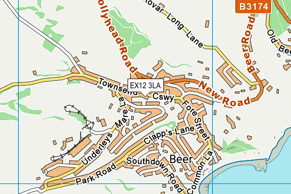 EX12 3LA map - OS VectorMap District (Ordnance Survey)