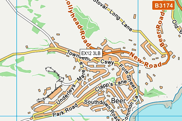 EX12 3LB map - OS VectorMap District (Ordnance Survey)