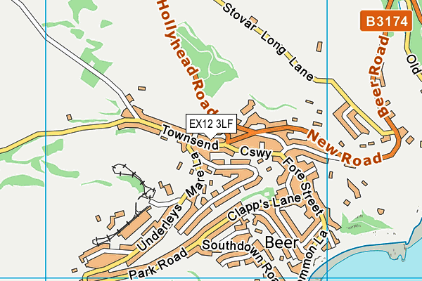 EX12 3LF map - OS VectorMap District (Ordnance Survey)