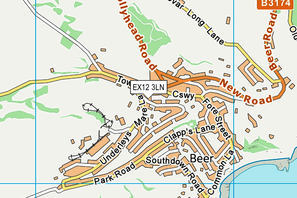 EX12 3LN map - OS VectorMap District (Ordnance Survey)