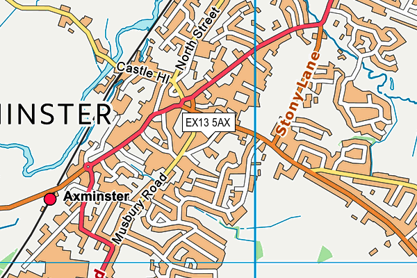 EX13 5AX map - OS VectorMap District (Ordnance Survey)