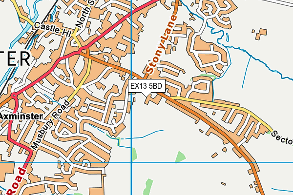 EX13 5BD map - OS VectorMap District (Ordnance Survey)