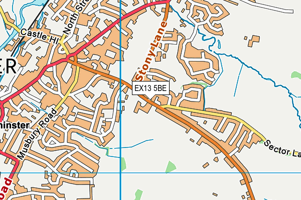 EX13 5BE map - OS VectorMap District (Ordnance Survey)