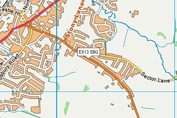 EX13 5BG map - OS VectorMap District (Ordnance Survey)