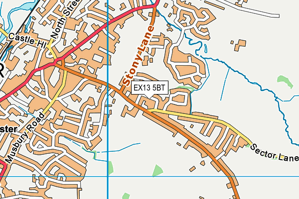EX13 5BT map - OS VectorMap District (Ordnance Survey)