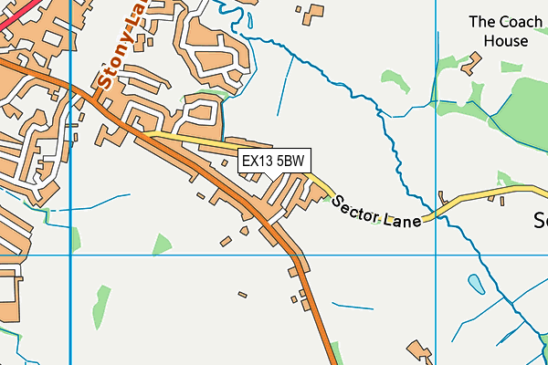 EX13 5BW map - OS VectorMap District (Ordnance Survey)