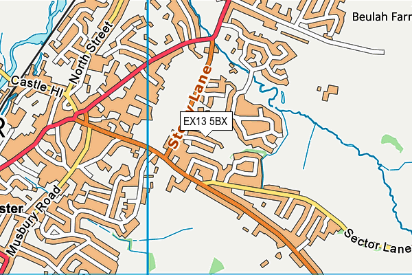 EX13 5BX map - OS VectorMap District (Ordnance Survey)