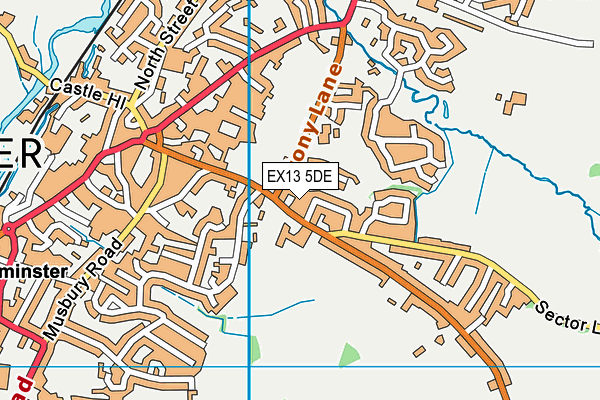 EX13 5DE map - OS VectorMap District (Ordnance Survey)
