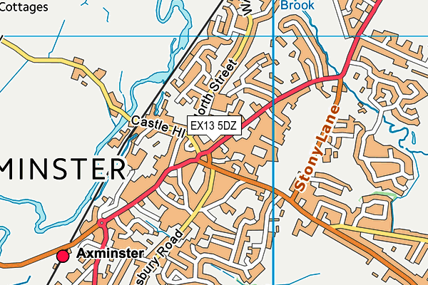 EX13 5DZ map - OS VectorMap District (Ordnance Survey)