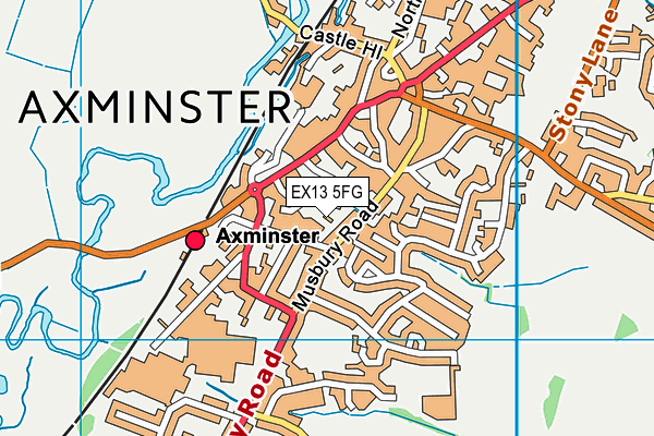 EX13 5FG map - OS VectorMap District (Ordnance Survey)