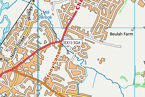 EX13 5GA map - OS VectorMap District (Ordnance Survey)