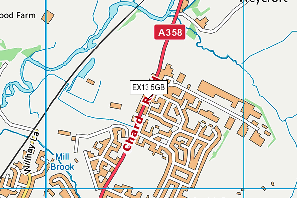 EX13 5GB map - OS VectorMap District (Ordnance Survey)