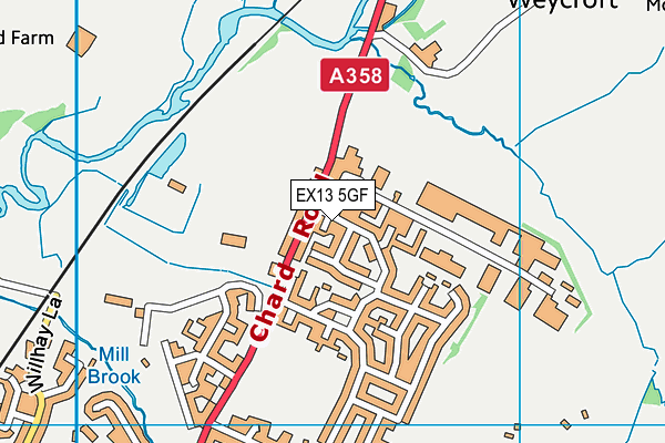 EX13 5GF map - OS VectorMap District (Ordnance Survey)