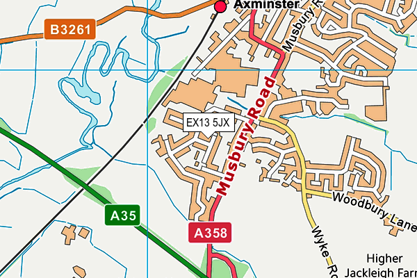 EX13 5JX map - OS VectorMap District (Ordnance Survey)