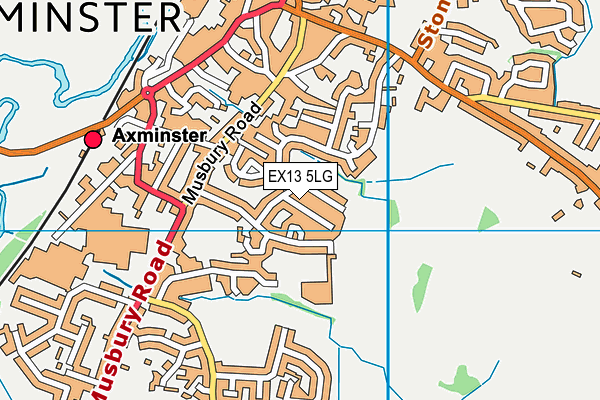 EX13 5LG map - OS VectorMap District (Ordnance Survey)