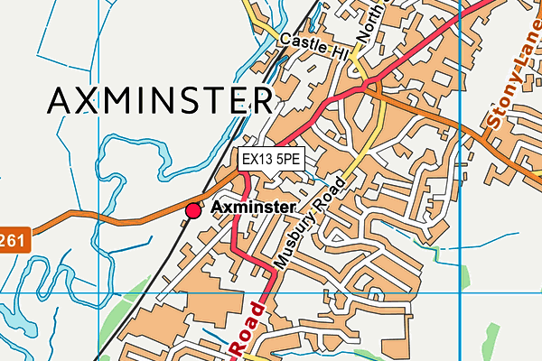 EX13 5PE map - OS VectorMap District (Ordnance Survey)