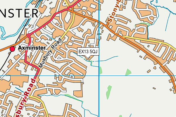 EX13 5QJ map - OS VectorMap District (Ordnance Survey)