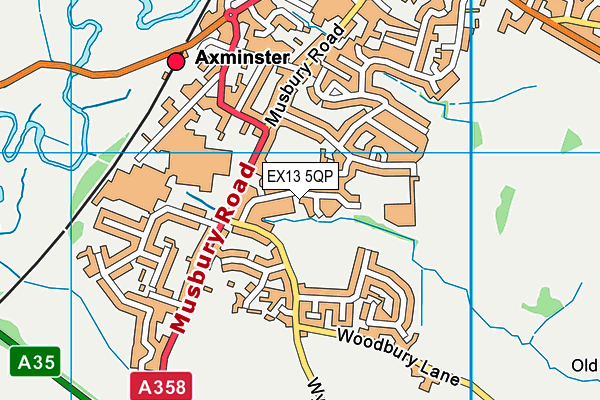 EX13 5QP map - OS VectorMap District (Ordnance Survey)