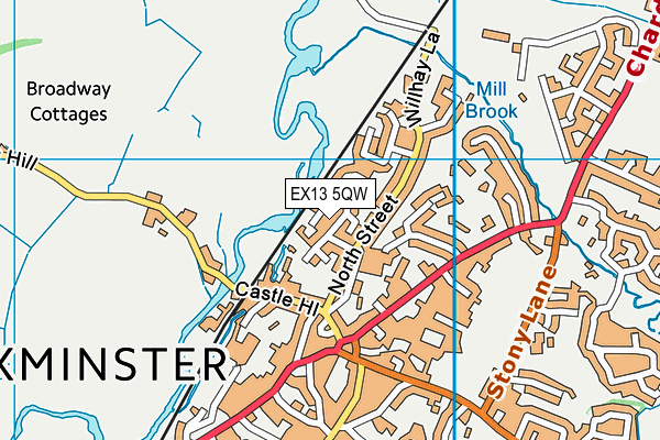 EX13 5QW map - OS VectorMap District (Ordnance Survey)