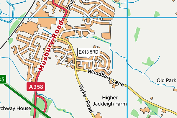 EX13 5RD map - OS VectorMap District (Ordnance Survey)
