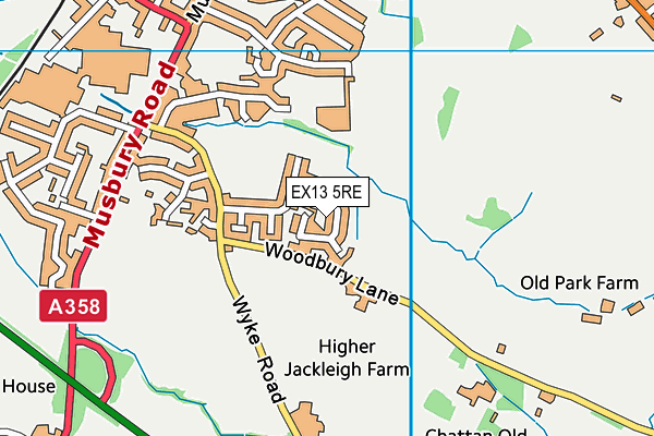 EX13 5RE map - OS VectorMap District (Ordnance Survey)