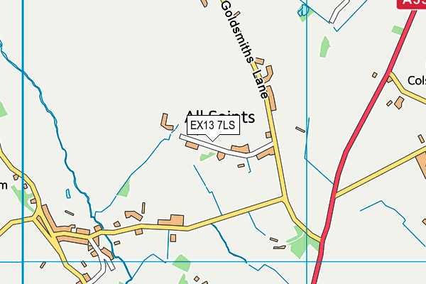 EX13 7LS map - OS VectorMap District (Ordnance Survey)