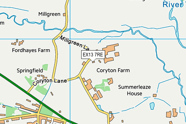 EX13 7RE map - OS VectorMap District (Ordnance Survey)