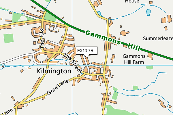 Kilmington Cricket Club map (EX13 7RL) - OS VectorMap District (Ordnance Survey)
