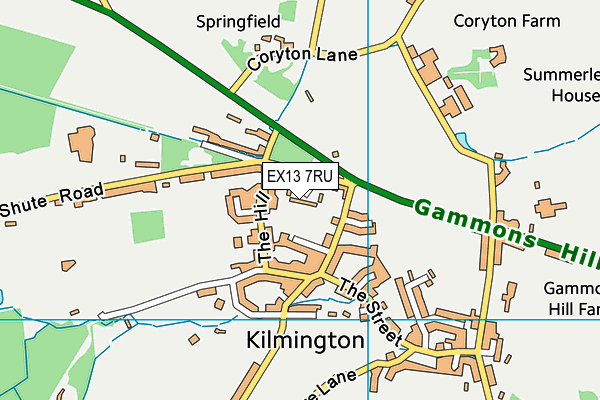 EX13 7RU map - OS VectorMap District (Ordnance Survey)