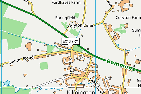 EX13 7RY map - OS VectorMap District (Ordnance Survey)