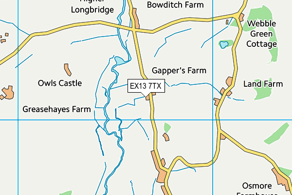 EX13 7TX map - OS VectorMap District (Ordnance Survey)