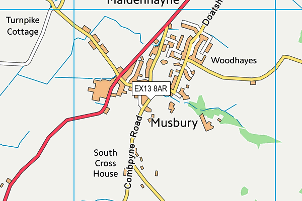 EX13 8AR map - OS VectorMap District (Ordnance Survey)