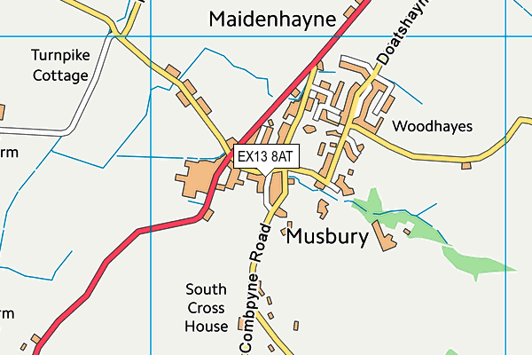 EX13 8AT map - OS VectorMap District (Ordnance Survey)