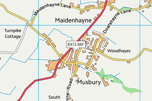 EX13 8AY map - OS VectorMap District (Ordnance Survey)